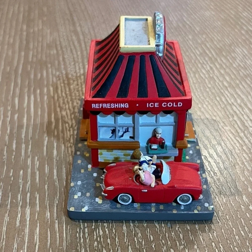 Vintage 1999 Coca-Cola Diner Mini Clock Red Convertible Drive-In Collectible